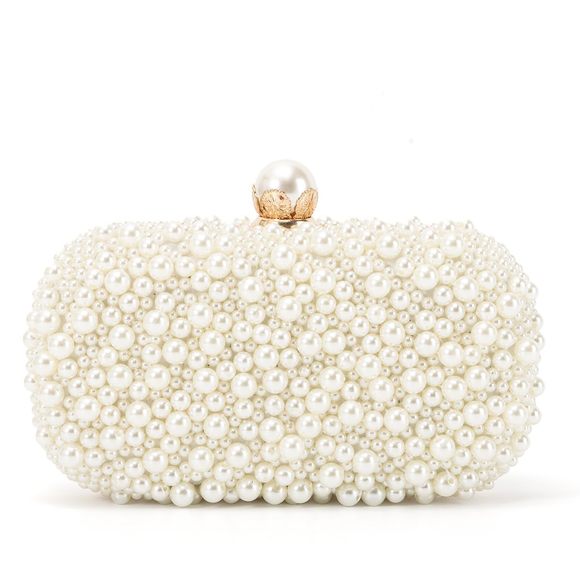 Pearl Evening Handbags Beaded Clutch Purses Wedding Bridal Party C -_- - Picture 1 of 7